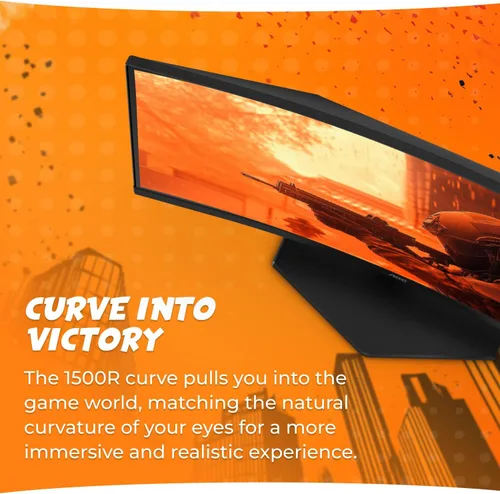 Vista 3 de AOC C24G42E Monitor de juego ultrarrápido curvo de 24" sin marco, 1500R, FHD 1080p, 180Hz 0.5ms MPRT, HDMI 2.0 x2, Display Port x1, HDR, altavoces