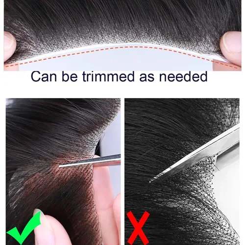 Vista 5 de Voloria Tupé para Línea Capilar Frontal Masculino 100% Cabello Humano Base de PU Tipo Piel Postizos Capilares para Hombre Complemento Capilar