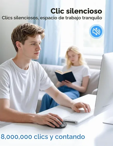 Vista 7 de TECKNET Ratón recargable, ratones silenciosos ergonómicos de 2.4 GHz con 6 Gris