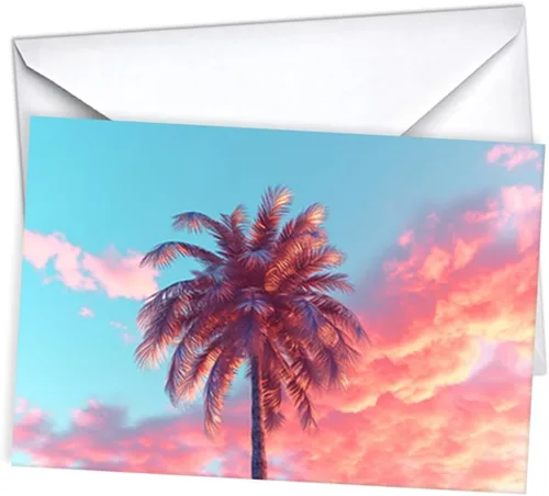 Vista 6 de Wright Home & Gift Neon Palm Tree Sunset All-Occasion Blank Note Greeting Cards 12 Pack Assortment Bulk Variety Set + 12 Envelopes (4x6)