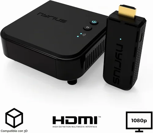 Vista 5 de Nyrius Aries Prime - Transmisor y receptor de video inalámbrico HDMI para transmisión de video HD 1080p 3D y audio digital desde laptop, PC, cable