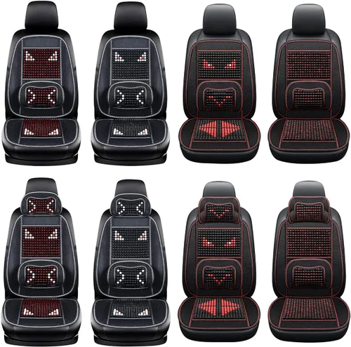 Vista 9 de Funda de asiento de automóvil con cuentas de madera con soporte lumbar, juego de cojín de malla ventilada transpirable para automóviles, furgonetas