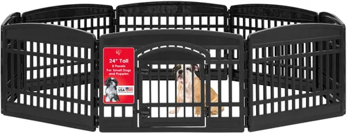 Vista 22 de IRIS USA Corralito para perros de 4 paneles de 24" con puerta, 35 x 35 x 24, corralito para cachorros, corralito para perros de interior, cerca