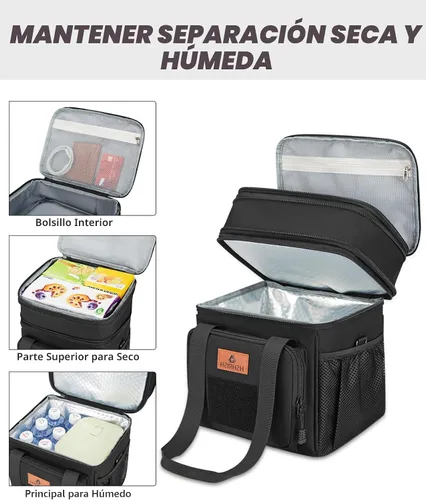 Vista 3 de HSHRISH Lonchera táctica grande expandible para adultos, bolsa de almuerzo duradera aislada con correa para el hombro, bolsa de refrigeración suave