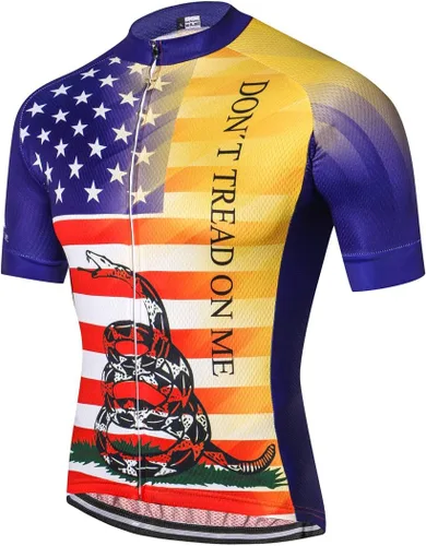 Vista 7 de Maillot de ciclismo de manga corta estilo USA Bike Tops con bolsillo raya reflectante 1cd8111