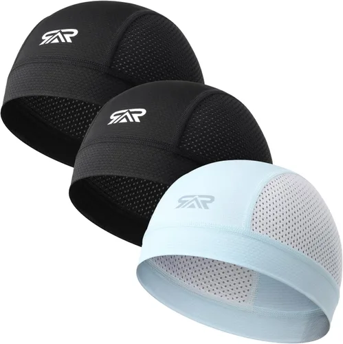 Vista 13 de Paquete de 3 protectores de casco de malla transpirable con diseño de calavera y control de sudor