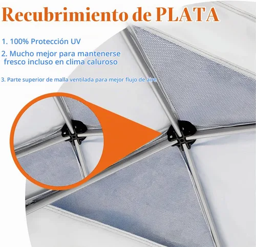 Vista 6 de Cubierta superior de repuesto para toldo de 10 x 10 pies con ventilación de aire, solo parte superior Beige