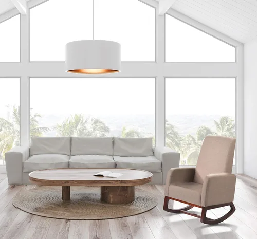 Vista 2 de Artiva USA Home Deluxe - Silla mecedora moderna de madera maciza con asiento acolchado y brazo