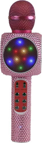 Vista 5 de Wireless Express - Micrófono de karaoke Bling Bluetooth para cantar y altavoz estéreo Bluetooth todo en uno (Confetti Bling)