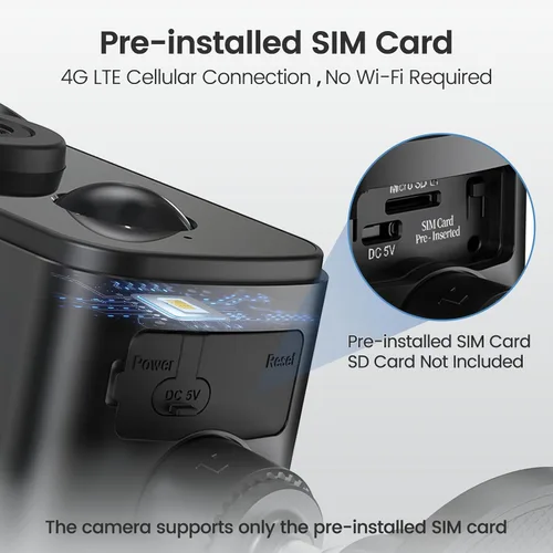 Vista 4 de Cámara de seguridad celular inalámbrica para exteriores, sin necesidad de WiFi, alimentada por batería y energía solar, magnética, detección humana