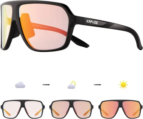 Vista 9 de KAPVOE Gafas de ciclismo fotocromáticas para hombres y mujeres, gafas de sol deportivas MTB para ciclismo, protección UV