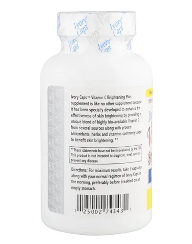 Vista 2 de Ivory Caps - Brillo de vitamina C de máxima fuerza con 60 cápsulas