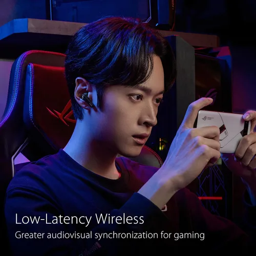 Vista 2 de ASUS ROG Cetra True Wireless Auriculares inalámbricos para juegos – Bluetooth, baja latencia, cancelación de ruido ANC, control táctil, resistencia