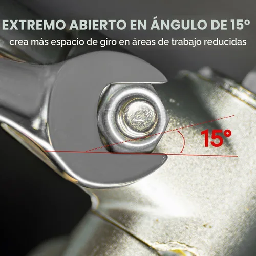 Vista 5 de MAXPOWER - Llave combinada de 0.669 in, llaves de grado industrial con acero al cromo vanadio, acabado arenado, forjado tratado térmicamente, SAE
