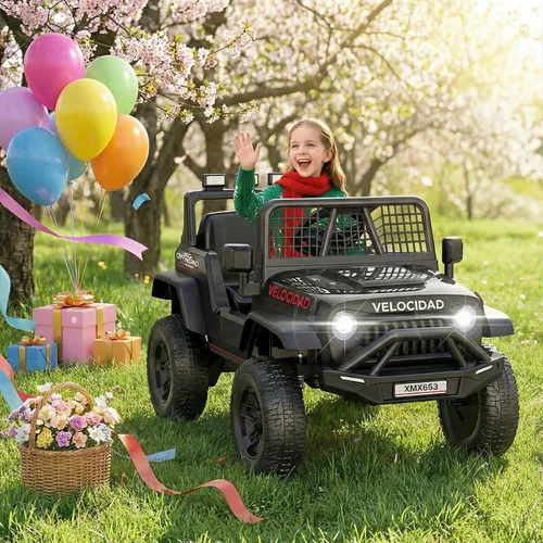 Vista 7 de Hikole Coche eléctrico de 12 V para niños de 3 a 5 años con control remoto Negro