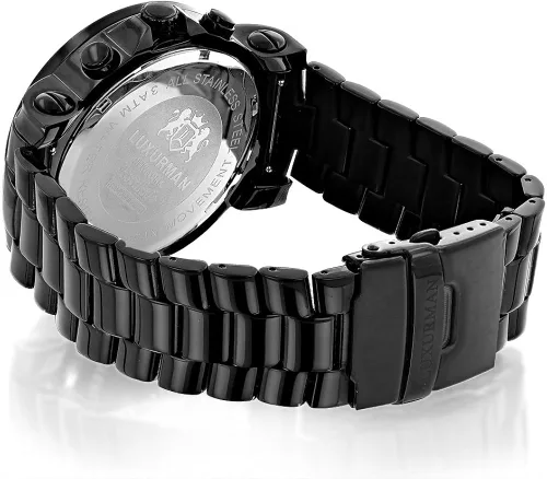 Vista 2 de De gran tamaño Luxurman Mens negro diamante reloj 0.25ct