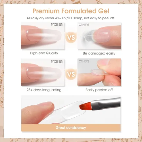 Vista 6 de Rosalind Gel de extensión de poliéster acrílico transparente, paquete de 2 unidades de gel de uñas de 2.1 onzas líquidas, constructor de uñas