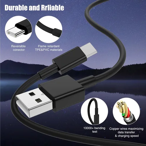 Vista 7 de Paquete de 3 cables negros [3.3 pies+3.3 pies + 6 pies] USB A a USB C, cable USB a USB C Carplay para iPhone 16 15 Pro Plus Pro Max, para iPad