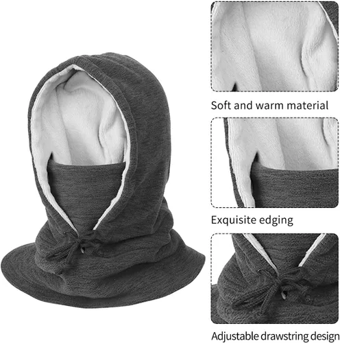 Vista 3 de Pasamontañas de forro polar grueso para invierno, resistente al viento, para el cuello, gorros, pasamontañas, talla única