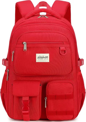 Vista 9 de Abshoo Mochila grande resistente para escuela y universidad. Mochila casual con múltiples bolsillos para viajes Beige