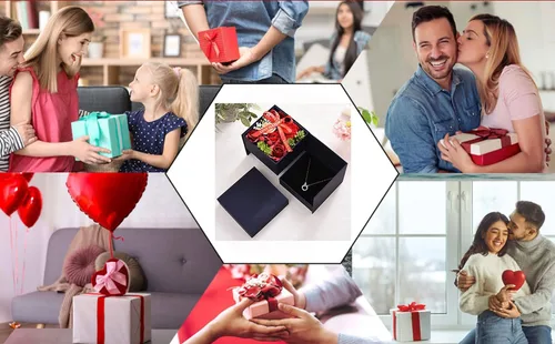 Vista 7 de HPLRZXI Hermosa caja de regalo de rosas con collar para mujeres, día de la madre, boda, fiesta en casa, regalos de rosas para mujeres, abuela, día