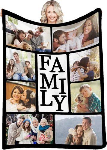 Vista 18 de Manta personalizada con fotos, texto, fotos personalizadas, mantas para adultos y niños, cumpleaños familiar, 1 foto, 50 x 40 pulgadas