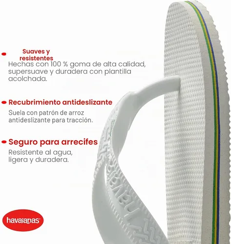 Vista 2 de Havaianas Men's BRAZIL FLIP FLOPS Blanco