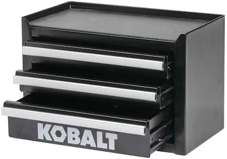 Vista 3 de Mini caja de herramientas de acero con 3 cajones negro