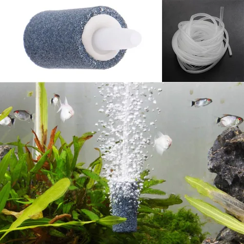 Vista 4 de Cilindro de burbuja de piedra de aire de 1.57 pulgadas Difusor de oxígeno reutilizable para peces de acuario para tanque de estanque bomba