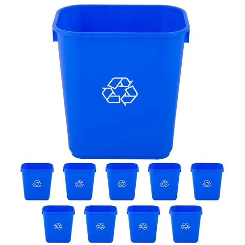 Vista 30 de Cubo de basura rectangular beige de 10 galones para restaurante, papelera comercial, papelera de plástico para oficina, cubo de basura para baño