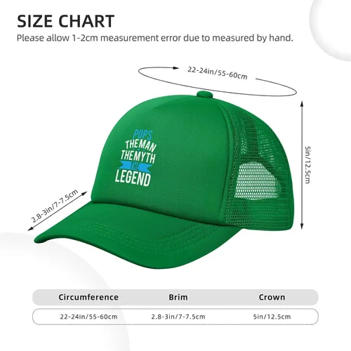 Vista 4 de Pops The Man The Myth The Legend Unisex Trucker Baseball Hat Black Adjustable Snapback Golf Hat