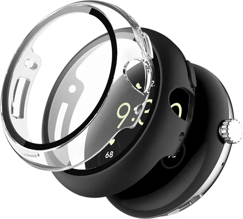Vista 10 de Miimall - Juego de 2 fundas con protector de pantalla para Google Pixel Watch 4 de 1.772 pulgadas, antiarañazos, sensible de alta definición