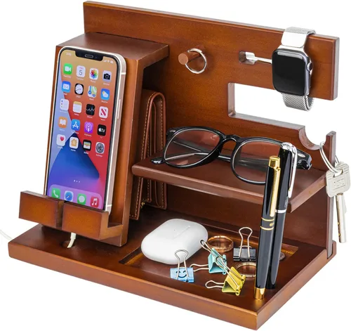 Vista 11 de awofer Estación de acoplamiento de madera personalizada para teléfono, versículo bíblico personalizado, regalos religiosos para hombres, múltiples