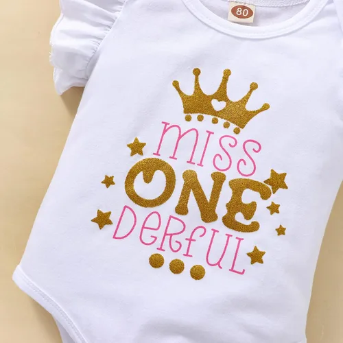 Vista 3 de Conjunto de ropa para bebé niña de primer cumpleaños con falda tutú con diadema