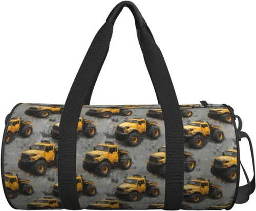 Vista 7 de Large Duffle Bag for Travel - Yellow Truck Retro Print Gym Bag for Women Men, Travel Foldable Bags for Women Men with Zippered Multiple Pockets