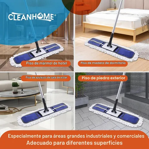 Vista 6 de CLEANHOME - Trapeador de polvo comercial de 24 pulgadas para limpieza de suelos resistente With 59” Extendable Long Handle,Hotel Gym Garage
