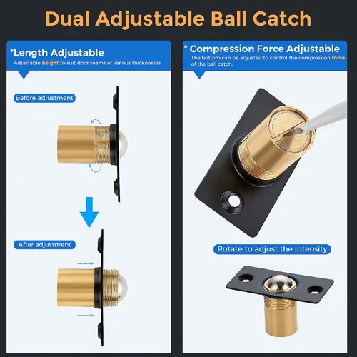 Vista 5 de Ravinte Hardware Pestillo de bola para puerta de armario, reemplazo de bola de puerta, accesorios de puerta de cierre de bola, acero inoxidable