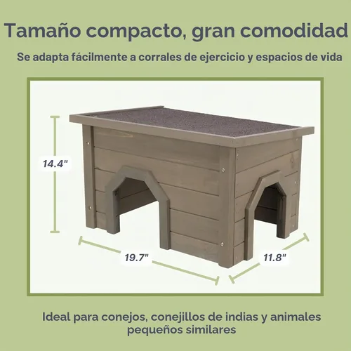 Vista 6 de TRIXIE natura Casa para Animales Pequeños, Refugio para Conejos, Casa de Corral, Refugio para Conejos, Conejitos, Cobayas y Chinchillas, Gris-Verde