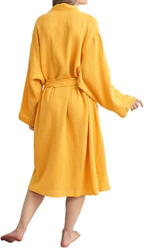 Vista 5 de Betusline Bata de gasa de algodón para mujer, suave y ligera, bata de baño de maternidad