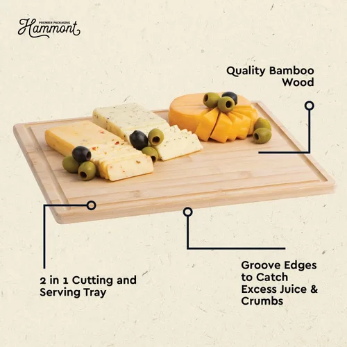 Vista 6 de Tabla de cortar de bambú para cocina, tabla de cortar de madera con ranuras para jugos, tabla de cortar de madera pequeña para carne, tablas