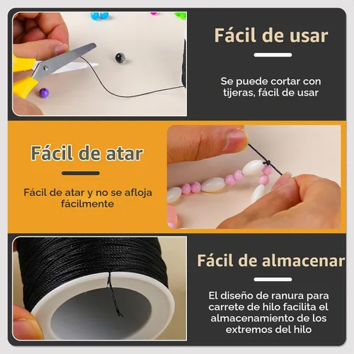 Vista 4 de Cuerda de pulsera de cordón encerado de 0.020 in, cuerda de hilo de cuentas de 116 yardas para pulsera, cadena de cordón encerada para hacer