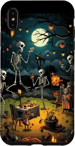 Vista 11 de Funda para disfraz de Halloween para iPhone 16 de noche de terror de esqueleto