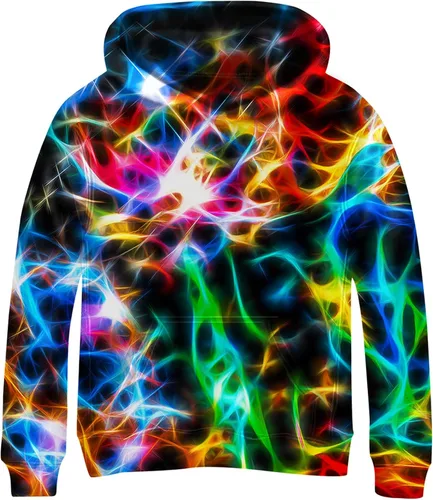 Vista 29 de Linnhoy Sudaderas con capucha para niños y niñas con estampado digital 3D de 6 a 15 años Cbai Blanco