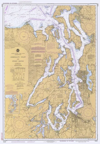 Vista 2 de Historic Pictoric Mapa vintage – Admiralty Inlet and Puget Sound, WA, 1983 Náutico NOAA Chart – Arte de pared vintage – 16 x 24 pulgadas
