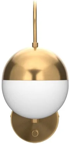 Vista 4 de Lámpara de pared moderna de mediados de siglo con interruptor, lámpara de pared dorada con acabado de latón, lámpara de pared con globo de vidrio