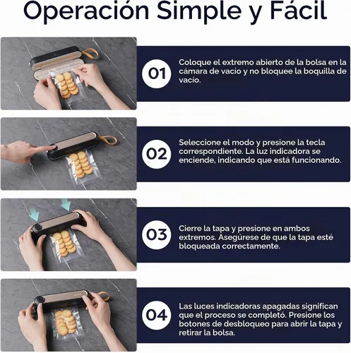 Vista 6 de CIARRA Selladora al vacío portátil – Máquina de preservación de alimentos con 3 modos, sistema de sellado automático compacto para alimentos secos