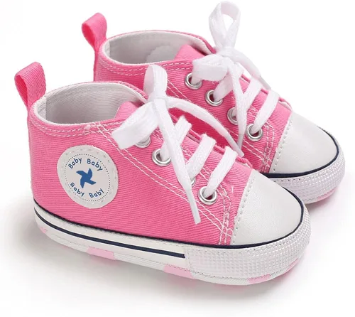 Vista 2 de Zapatos de lona para bebés y niñas, suela antideslizante suave, recién nacidos, primeros caminantes, estrellas, zapatos de mezclilla unisex