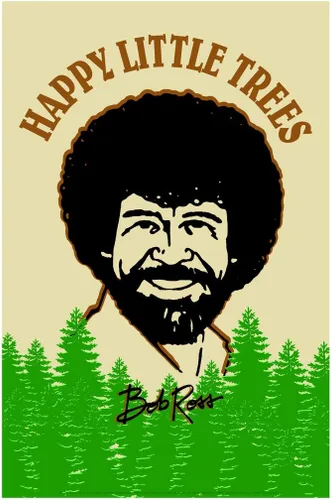 Vista 2 de Poster Foundry Póster de arte retro laminado de Bob Ross Happy Little Trees 12x18 pulgadas