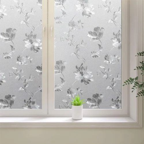 Vista 8 de Hibiscus Flowers - Película de ventana con bloqueo solar de 17.5 x 78.7 pulgadas, adhesivo decorativo extraíble de vidrio