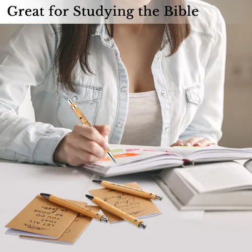Vista 6 de Fuutreo Juego de 40 piezas de regalo cristiano con versículos de la Biblia, diarios de oración, bolígrafos inspiradores religiosos, mini cuaderno